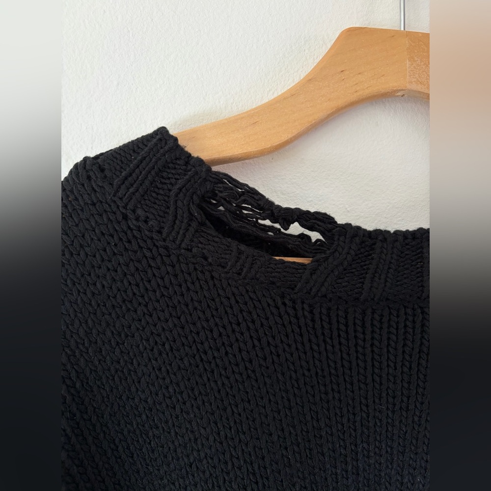 Mastermind World Black Distressed Knit Cotton Skull Sweater Size Large - Picture 5 of 16